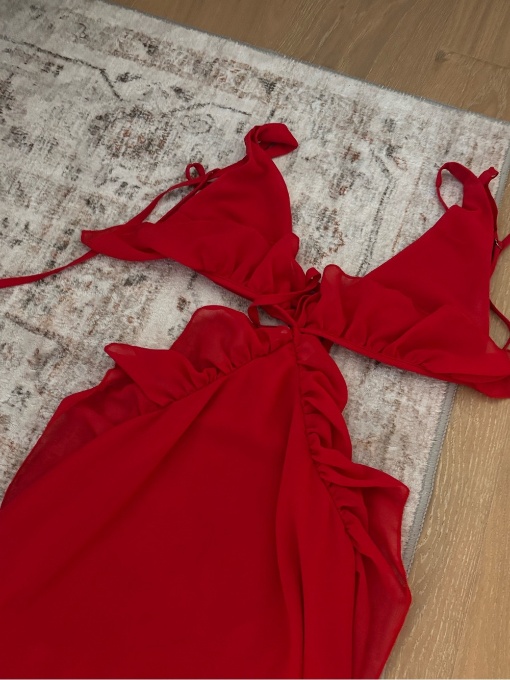 Peppermayo Red Ruffled Backless Long Maxi Dress - Picture 5 of 6
